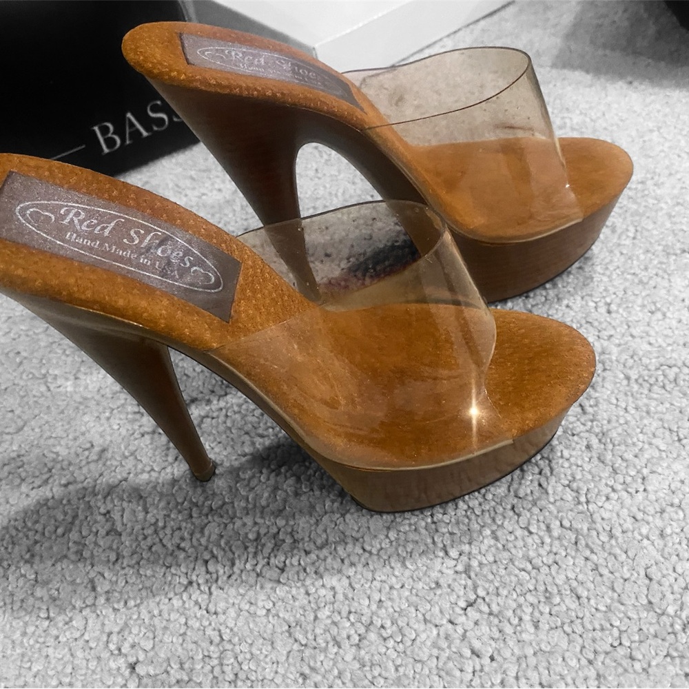 Clear Platform Slip On Stilettos :Red Shoes Brand Never worn/ Size  5